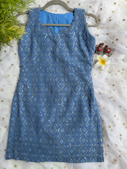 Powder Blue Chikankari Kurti