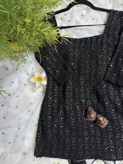 Black Chikankari Kurti