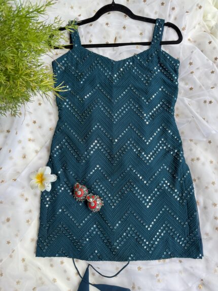 Teal Mirror Kurti