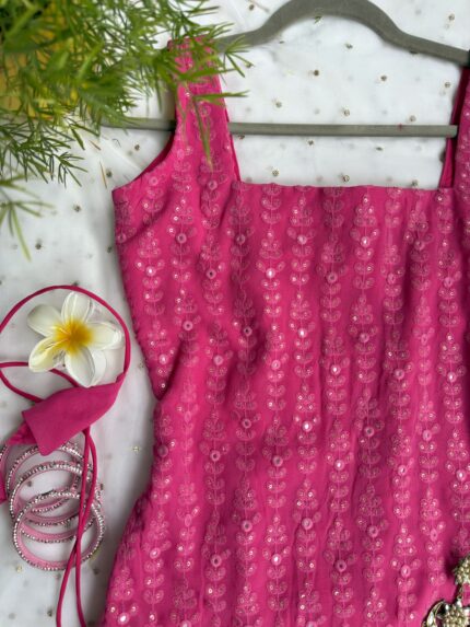 Bubblegum Pink Chikankari Kurti
