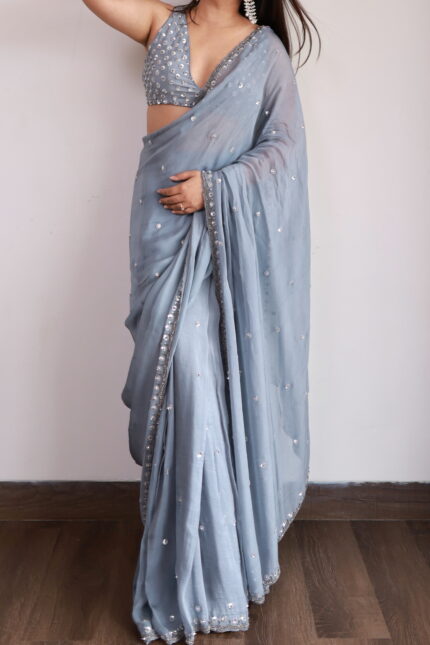 Shimmer Hand Embroidery Saree