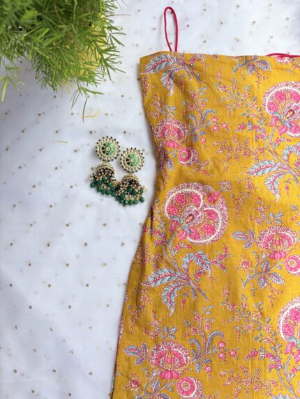 Yellow Floral Strappy Kurti