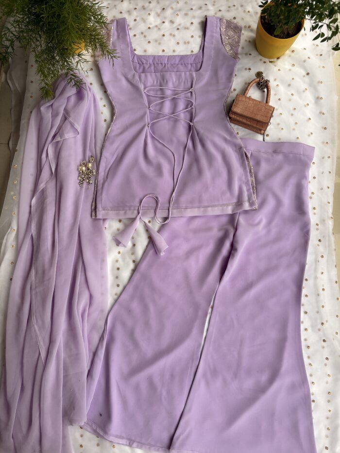 bustle for a line wedding dress Sultana Pink Sleeveless Sharara Set – Roze main image 1