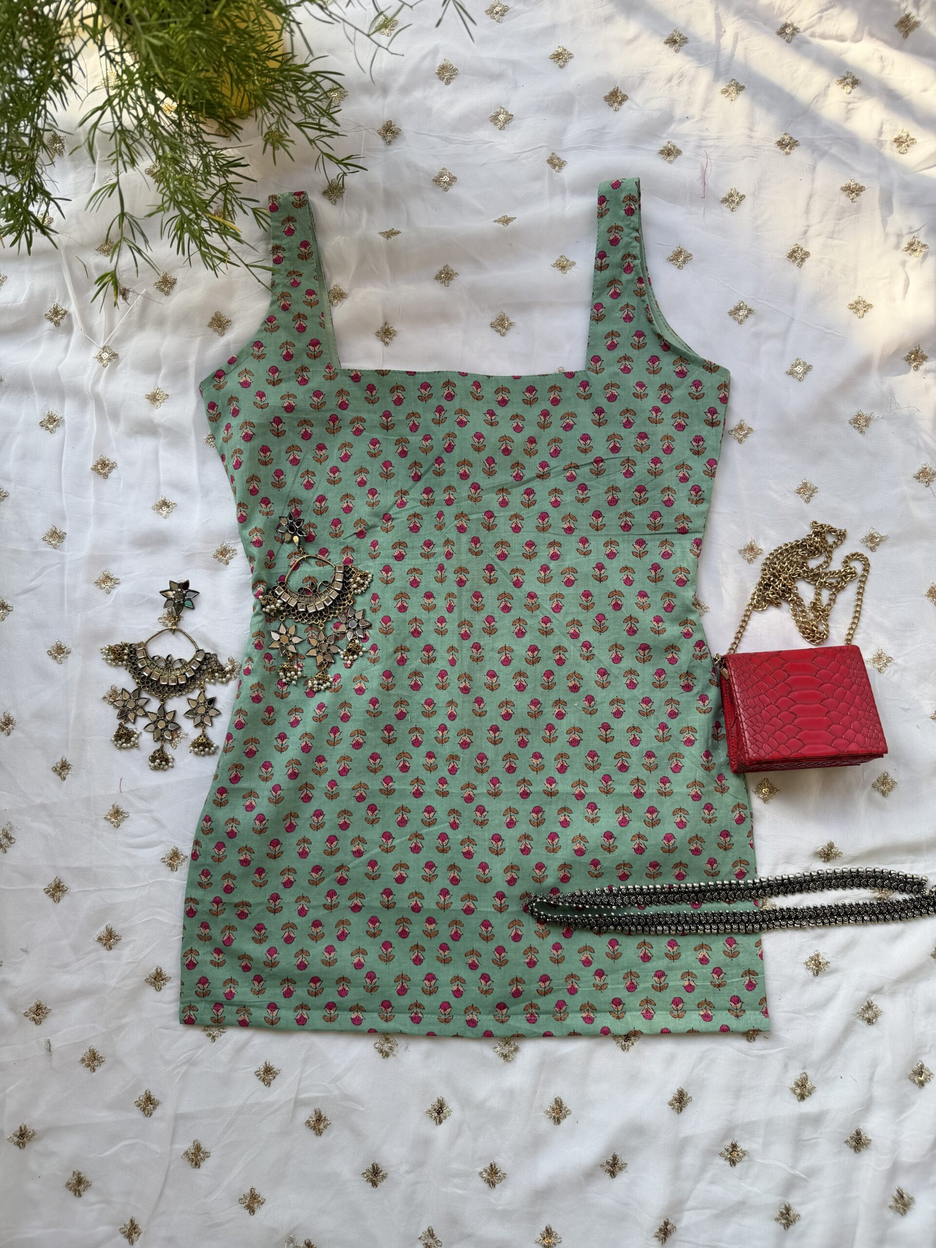 Sea Green booti Kurti