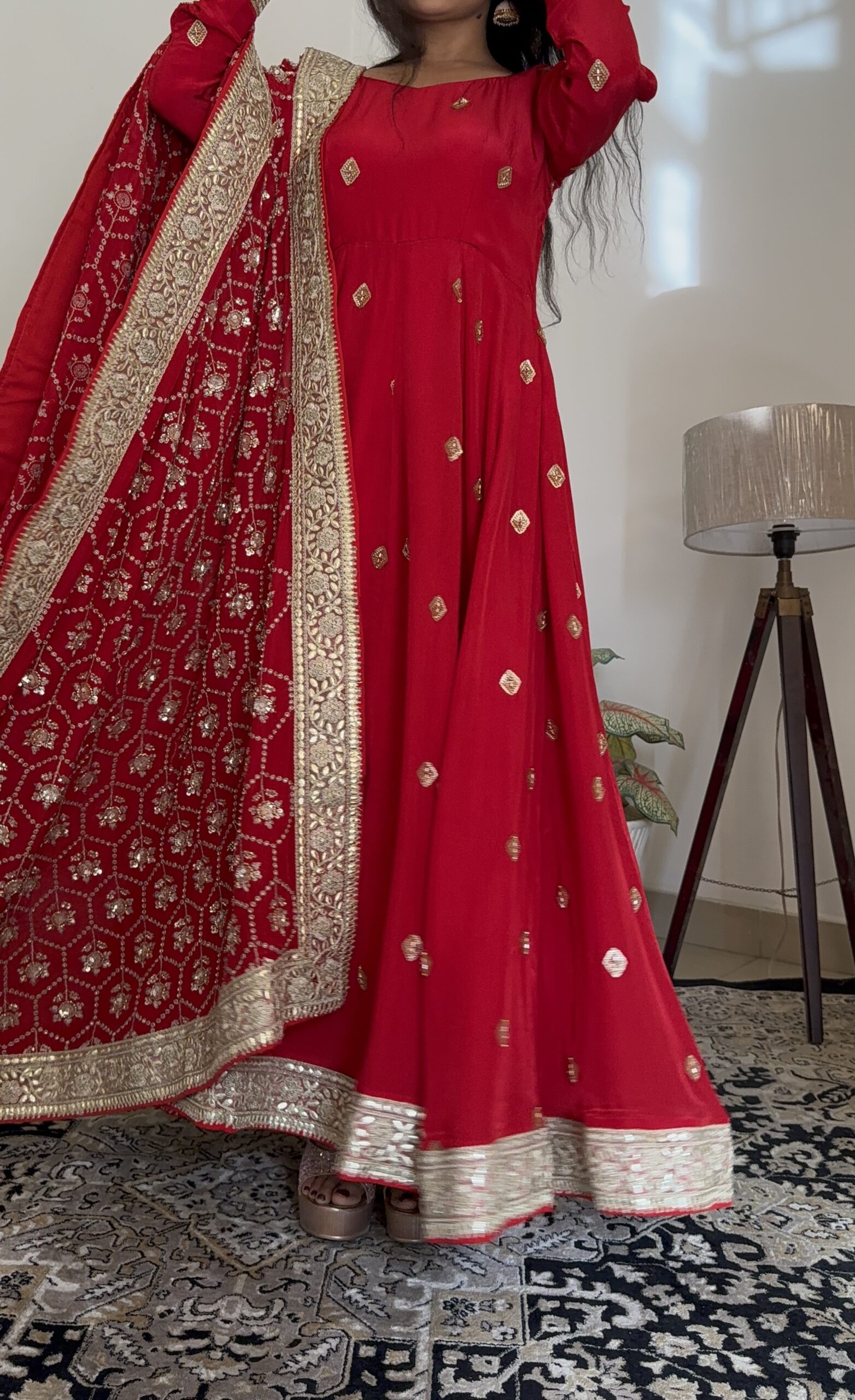 GHAZAL ANARKALI SUIT SET -Red