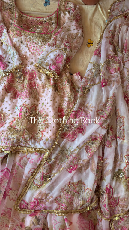 Sahiba Sharara Set - Lite Varient -Pink & White
